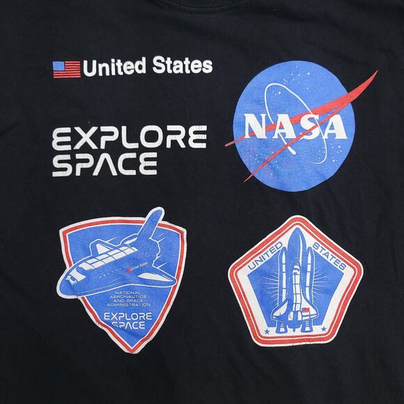 Nasa Neon Riot Casual Short Sleeve Graphic Shirt Mens Size Medium M Black - Picture 3 of 12